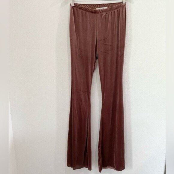 New Three Bird Nest Boho Flare Gold Shimmer Western Pull On Flare Pants - Picture 1 of 6